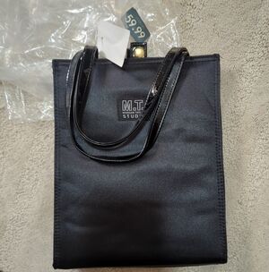 Black Satin Cocktail Purse with Short Straps NWT Morgan Taylor Studio